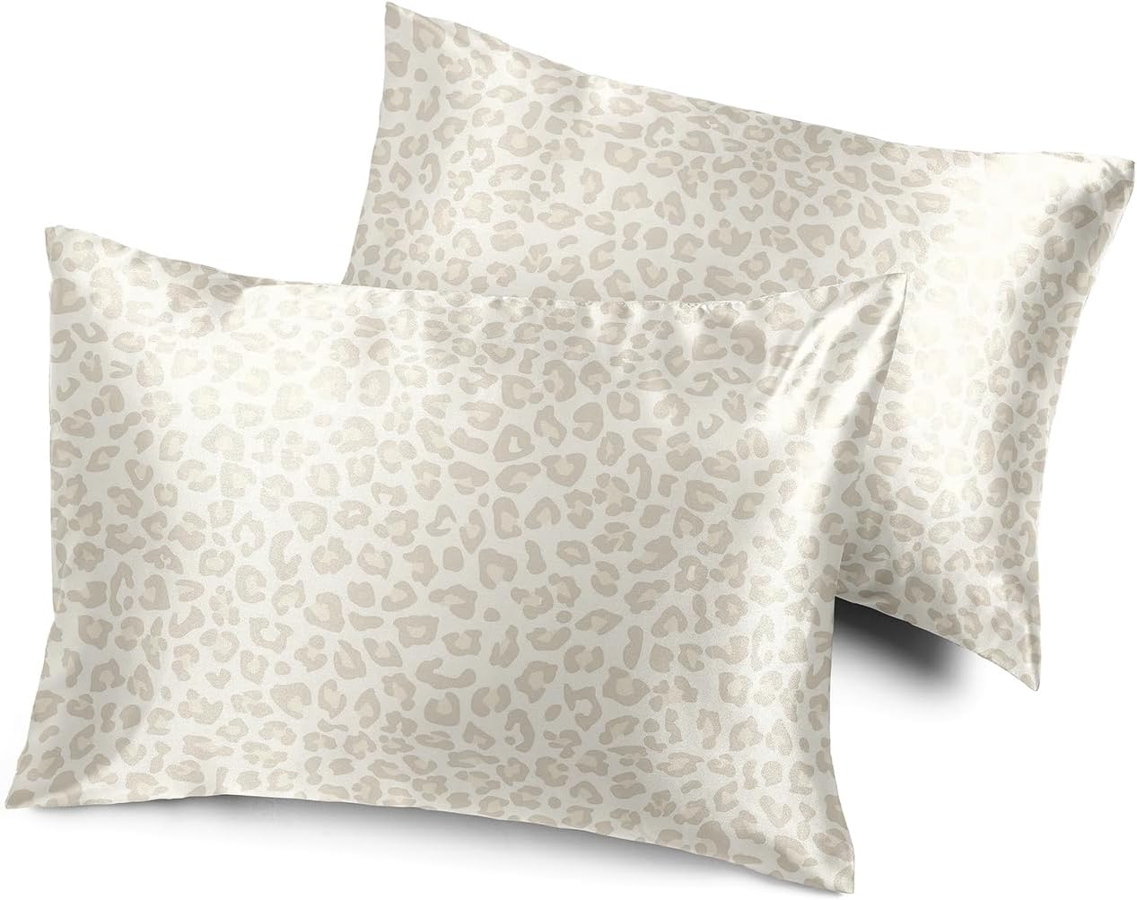 Sweet Jojo Designs Gold and Taupe Satin Luxury Cheetah Print for Hair and Skin Pillow Cases Standard Queen Pillowcase Sham Cover Set for Bed Decorative Accent 2 pc. Soft Silky Shiny Leopard Shimmer