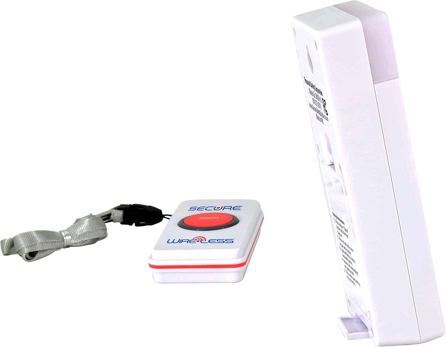 Secure SWCB-1S Wireless Slimline Pager + 1 Nurse Call Button - Patient SOS Help Pendant Call Button and Caregiver Pager Nurse Alert System - 500+ Ft Range … (1 Transmitter Set)
