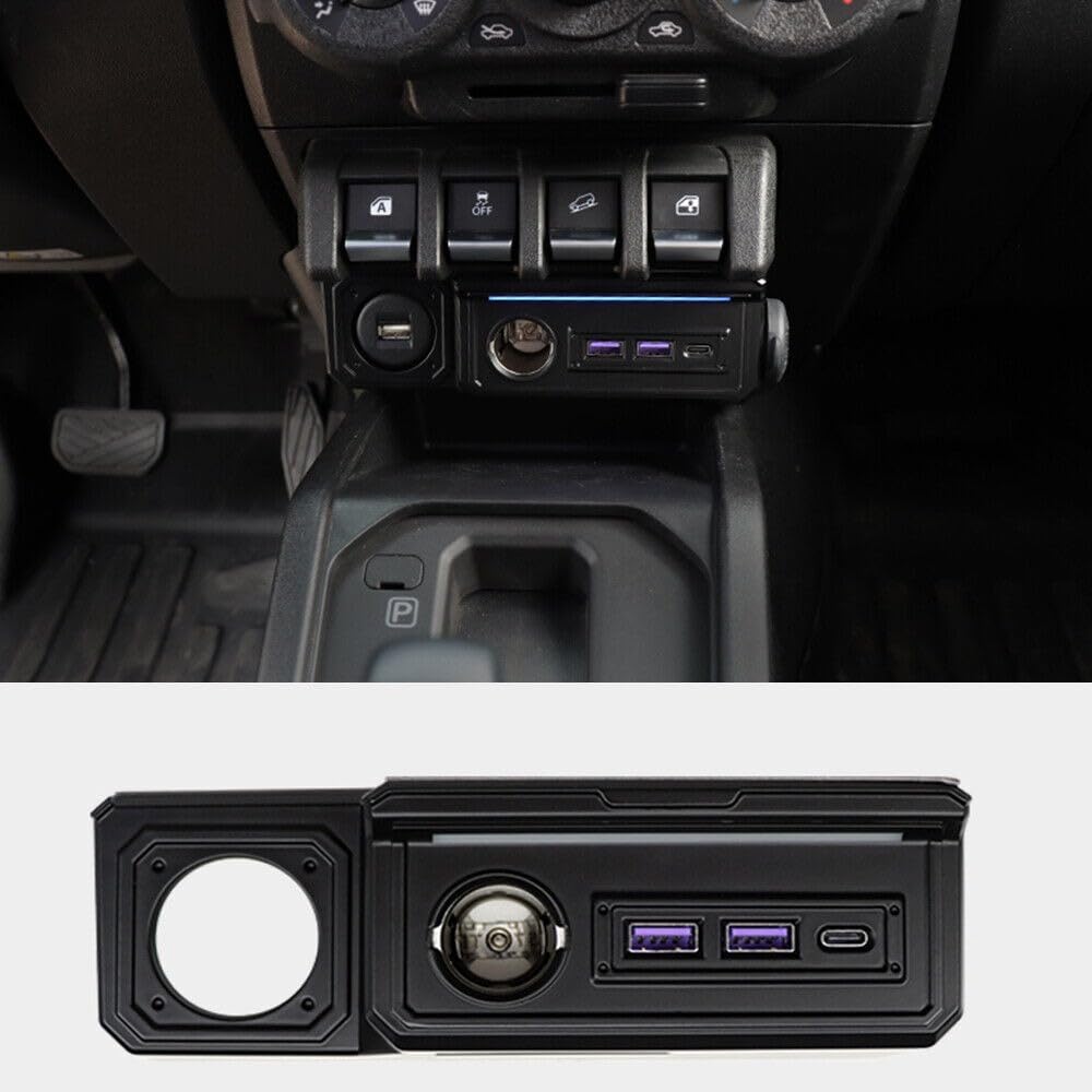 Fit for Suzuki Jimny 2/4Door Automatic Transmission 2019-2024 Left Hand Drive Autorder Cigarette Lighter Adapter Socket Splitter Dual USB Type-C Charging Port for Phone/iPad/GPS Car Refit Accessories