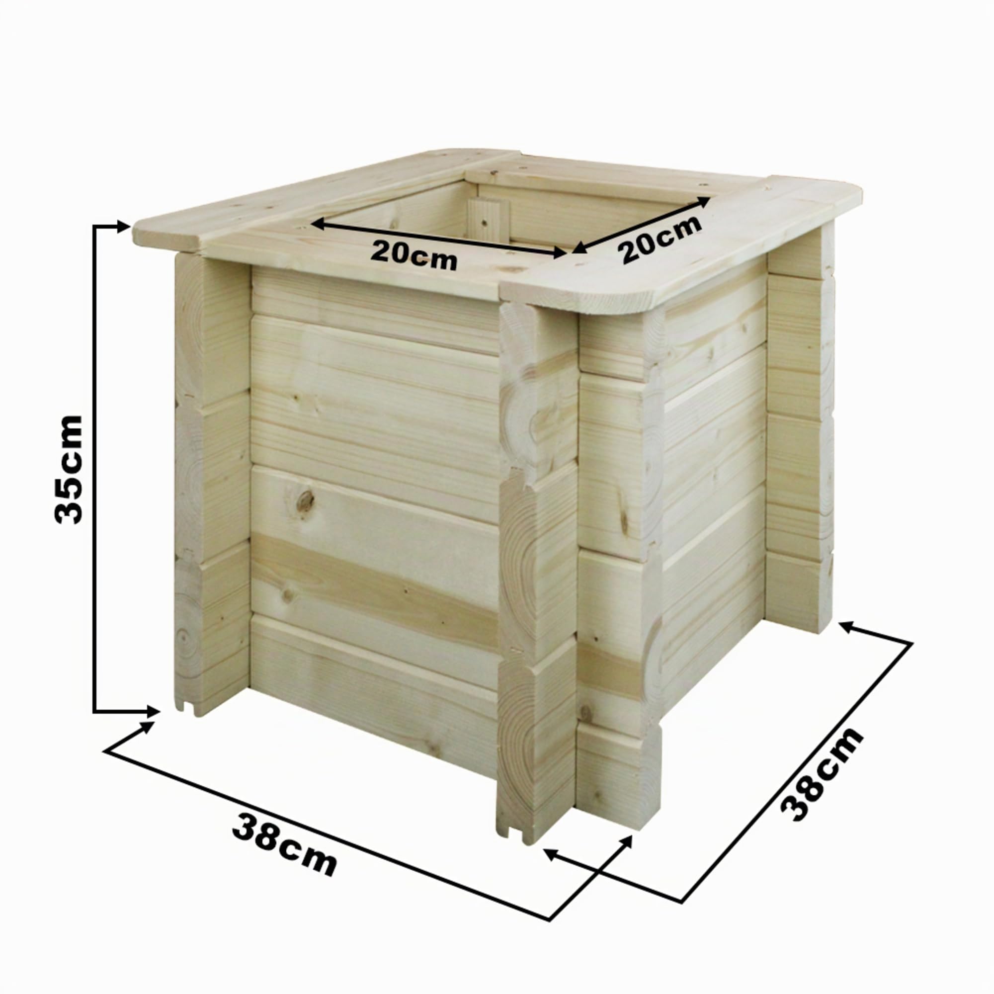 TIMBELA Carre Potager Exterieur Bois - Jardinieres Exterieur pour Jardin, Balcon, Terrasse – pour Fleurs, Herbes aromatiques, Légumes- Bois Massif pin/épicéa 28 mm, 38x38xH35 cm, M610
