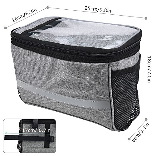 Bicyclestore Bicycle Cycling Basket Handlebar Bag With Sliver Grey Reflective Stripe Outdoor Activity Bicycle Pack Accessories Black 3.5L #TOP6