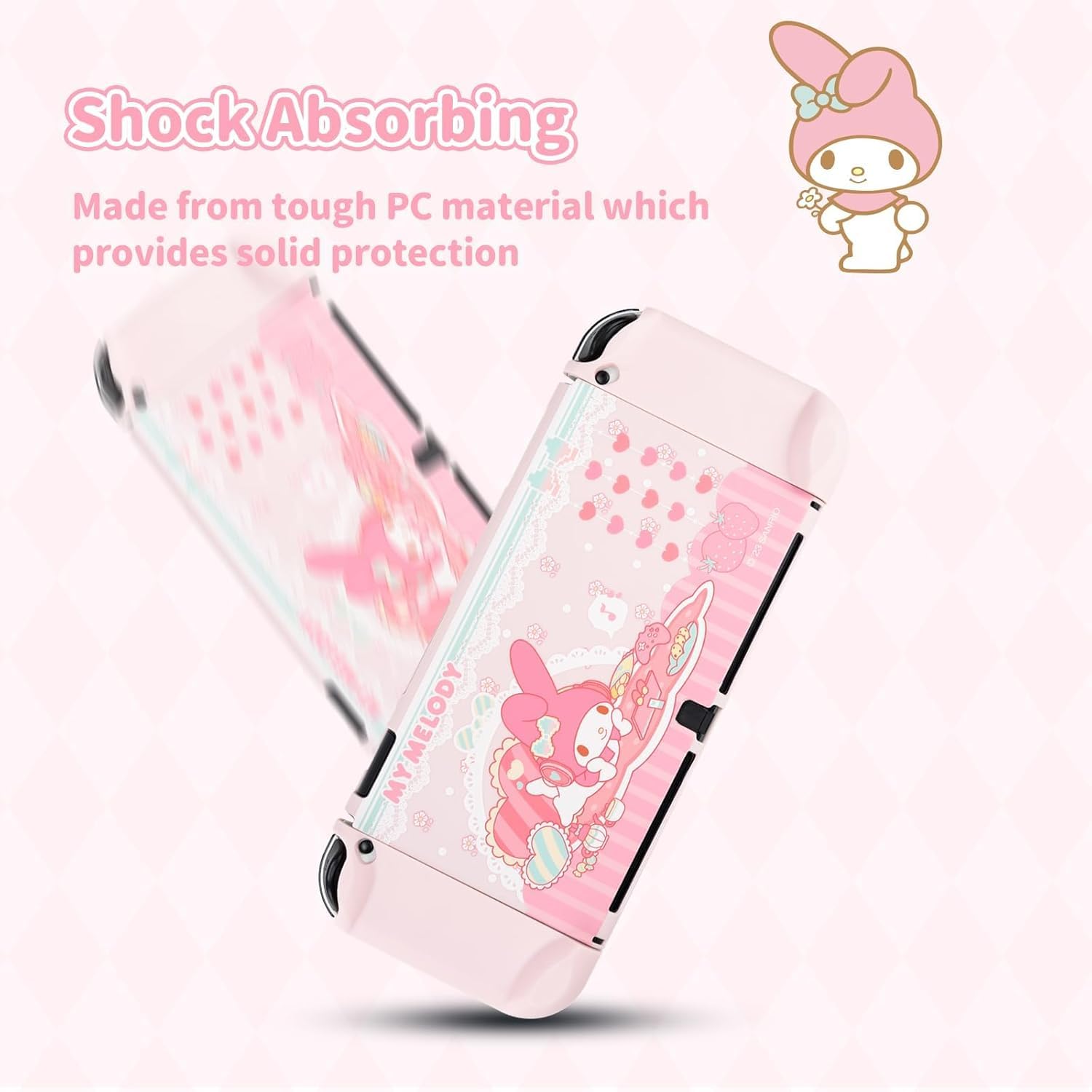 Kuitmor Switch-Schutzhülle für Switch, süßes Cartoon-Design, schlanke Schutzhülle aus hartem PC, kompatibel mit Switch-Konsole und Original-Controller-Controllern (für Switch OLED)