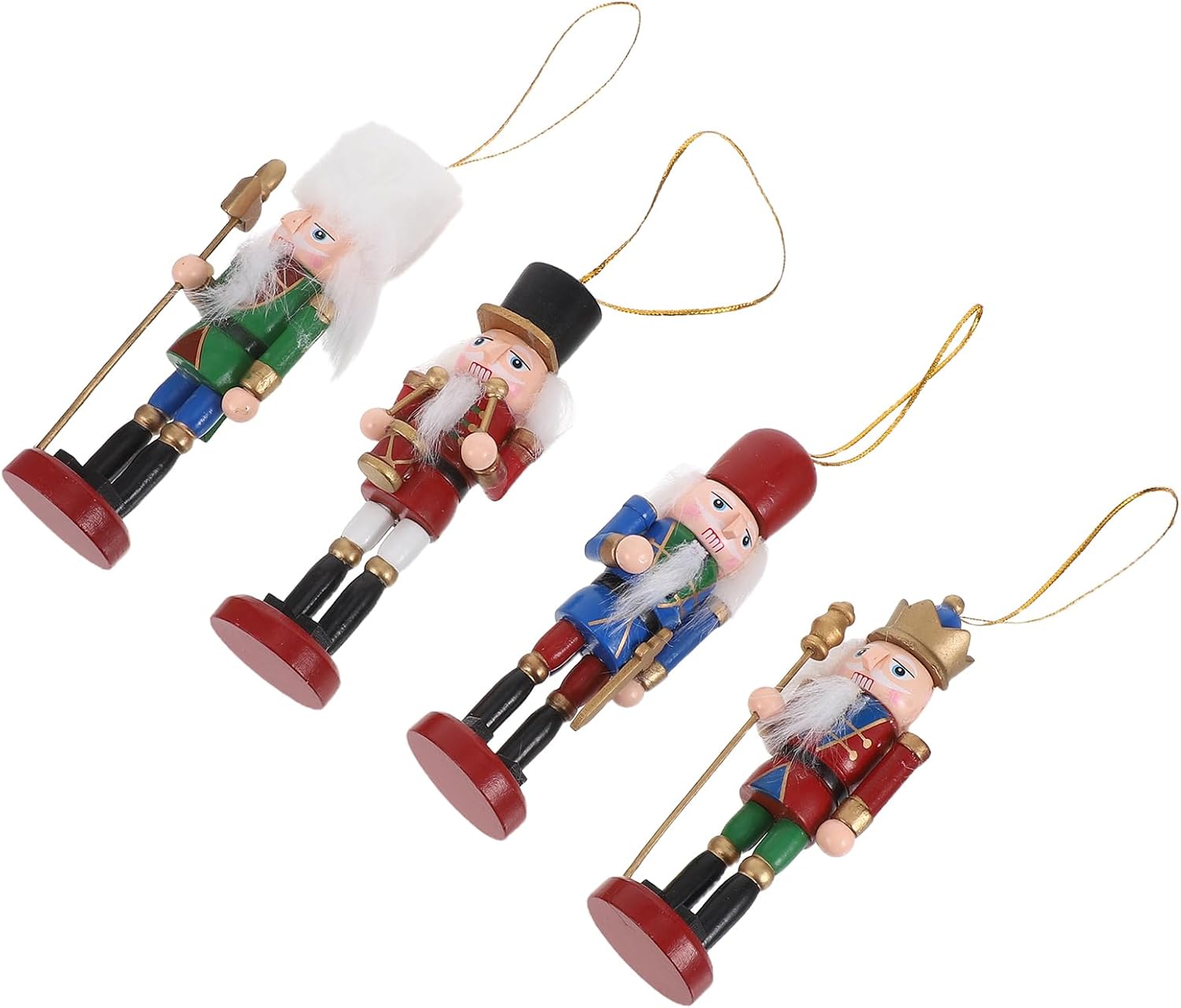 LUOZZY 8pcs Christmas Nutcracker Soldier Figurine Wooden Ornament Hanging Decorations Party Supplies
