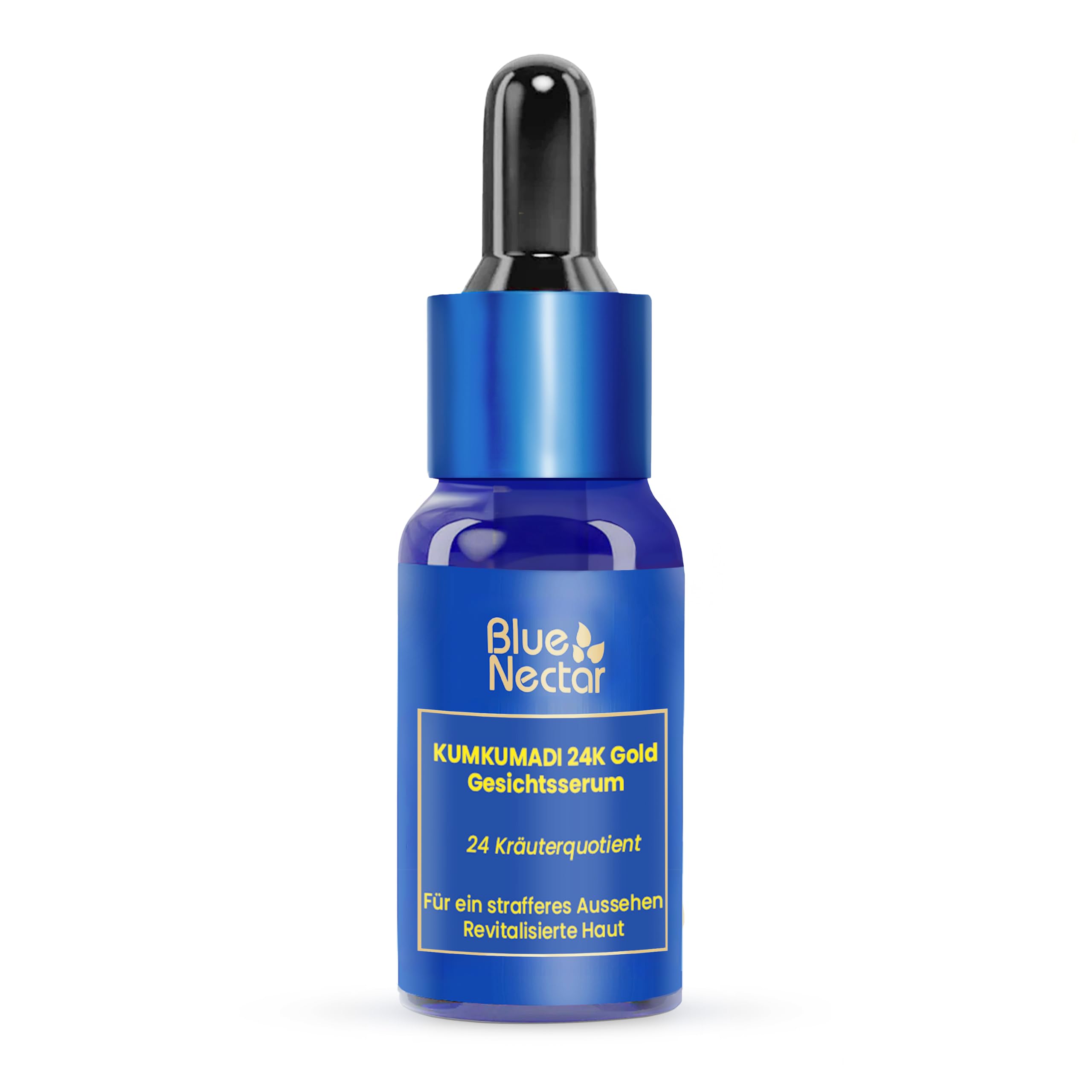 Blue Nectar 24K Gold Gesichtsserum mit Kumkumadi Öl – Gesichtspflege für strahlend aussehende Haut (24 Kräuter, 10 ml)