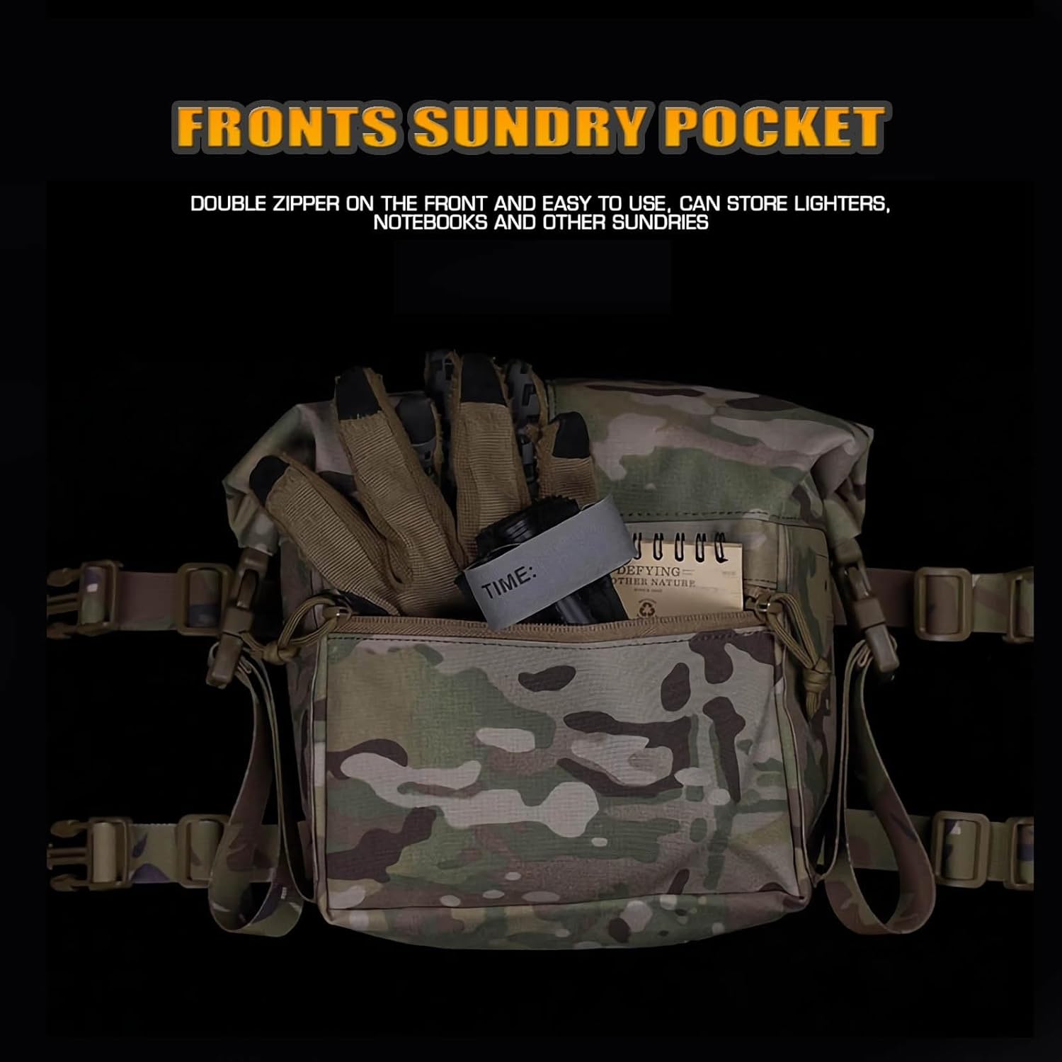 Tactical Expansion Pack Chest Bag,Large Capacity MOLLE Admin Pouch, Utility Chest Pouch for Placard Split Chest Rig as Expanded Storage Bag