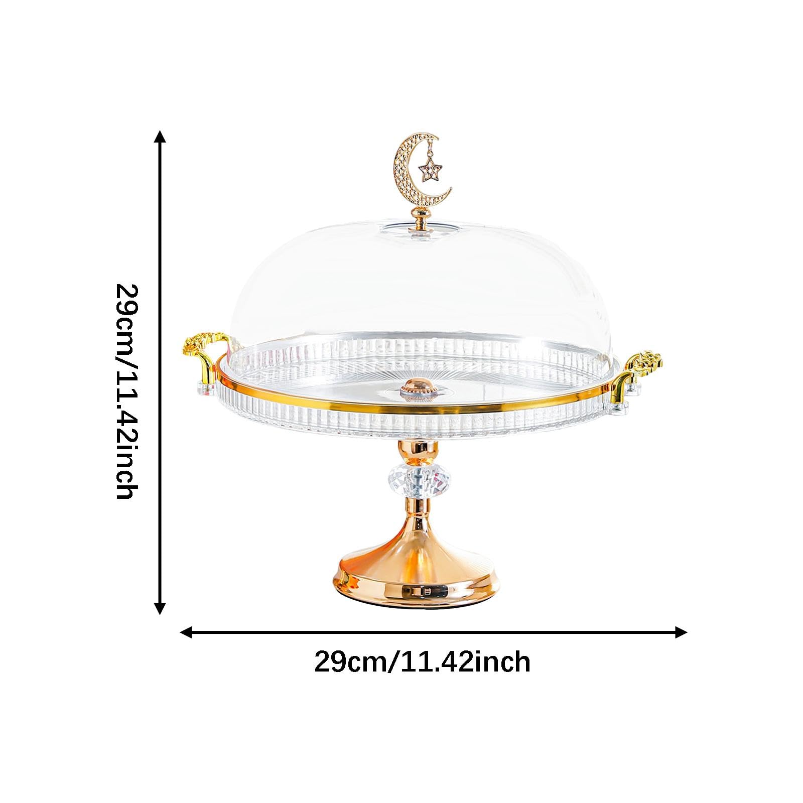 Homyl Présentoir à Gâteaux avec Couvercle, Plateau de Service avec Couvercle Transparent Anti-poussière et élégante Poignée Florale, Idéal pour Un Mariage, Clair