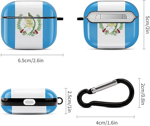 Miniatura 2 de Funda protectora para auriculares Bluetooth de cuerpo completo con bandera de Guatemala para AirPods 3, funda para auriculares con llavero