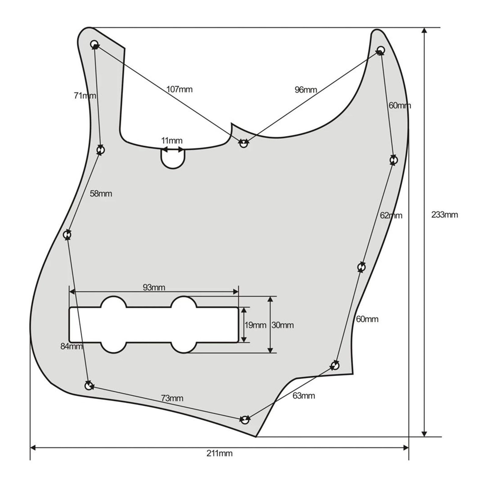 maskownica do gitary elektrycznej 1PC10 Hole JB Bass Pickguard 4-strunowa gitara Scratch Plate Basowe akcesoria do gitary(White 1Ply)