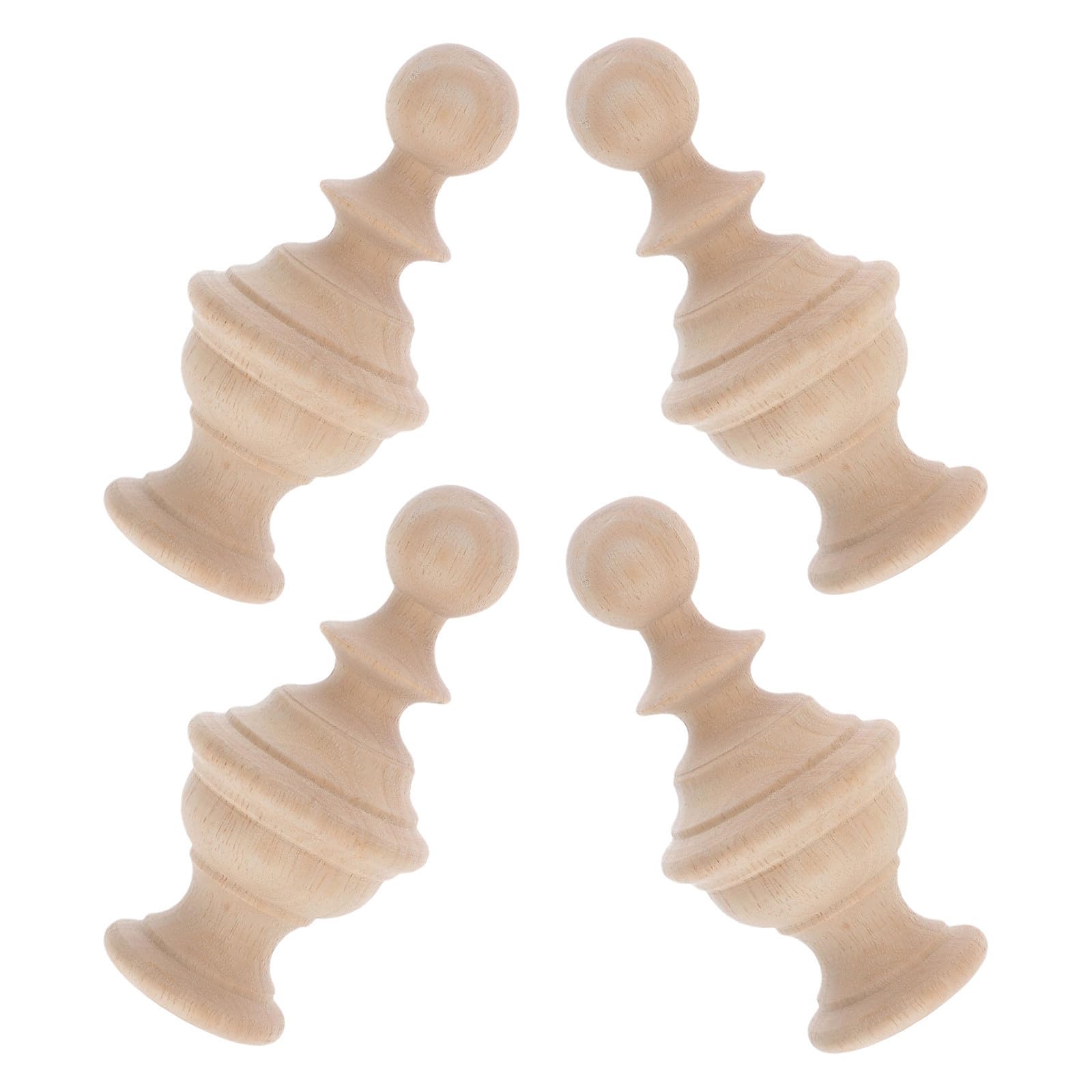 iplusmile Capiteles Decorativos de Madera para de Cama y Barras de Cortina, 4 Piezas, 6 x 12 cm, Diseño en Blanco para Uso Interior y Renovación del Hogar