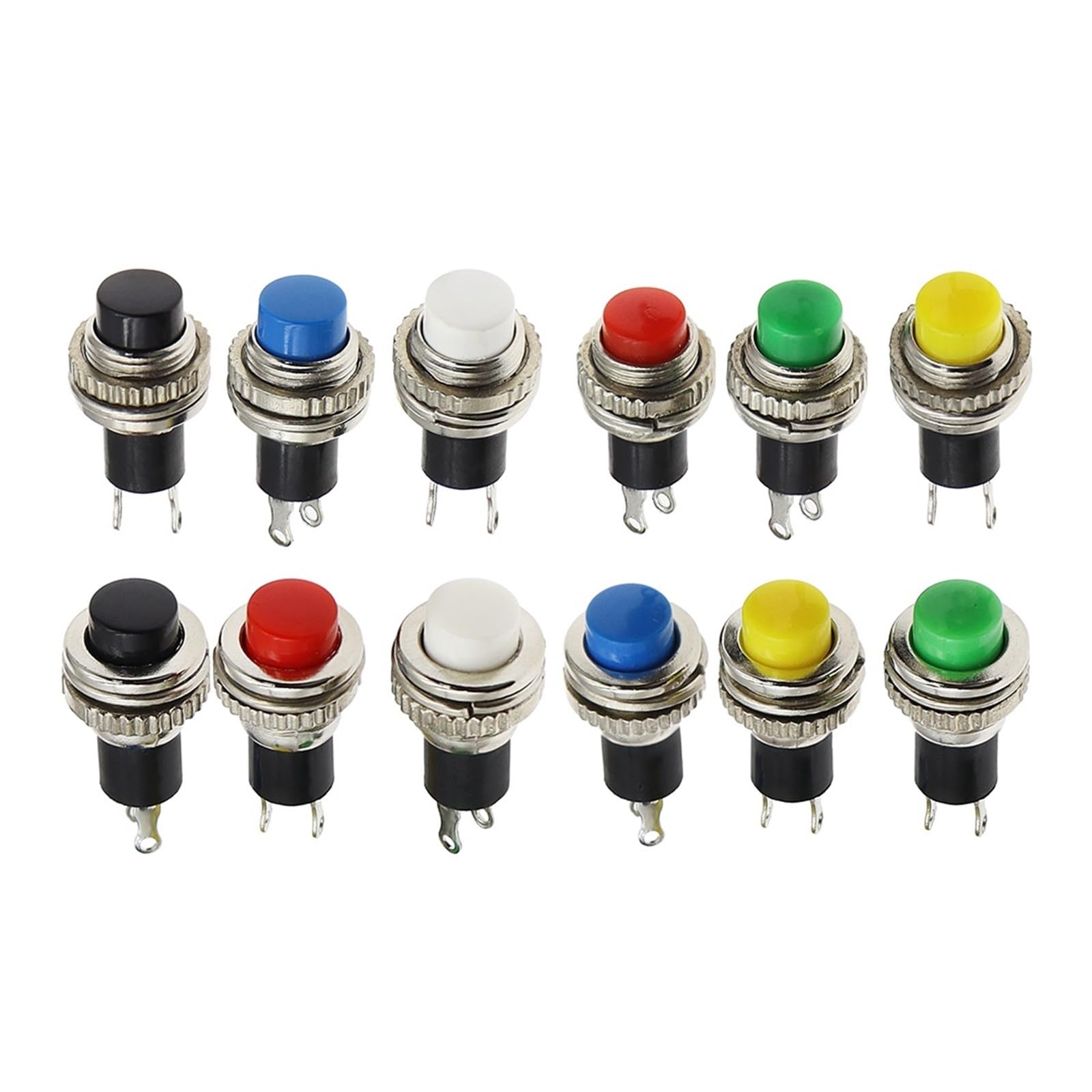 100 interruptores pulsadores DS-314 de 10 mm con rosca superior, panel rojo, momentáneos, apagado y encendido