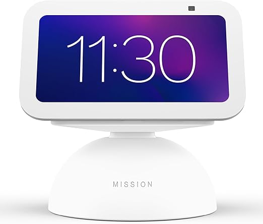 Mission 2-in-1 Tilt & Battery Stand for Echo Show 5 (3rd Gen, 2023 Release) (Make Your Echo Show Portable) - Glacier White