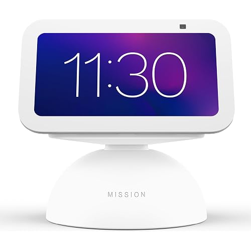 Mission 2-in-1 Tilt & Battery Stand for Echo Show 5 (3rd Gen, 2023 Release) (Make Your Echo Show Portable) - Glacier White