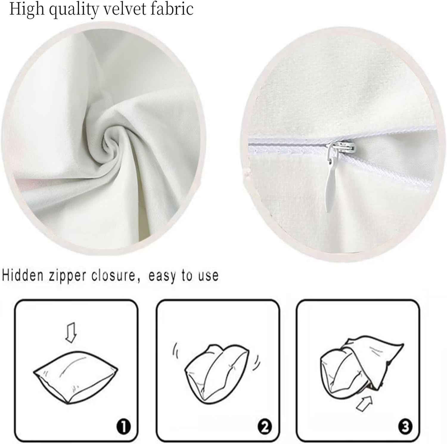 クッションカバー 白 幾何学 クッションカバー 80x80 柔らかい ベルベット 装飾的な 枕ケース 4枚セット モダン長方形ピロー