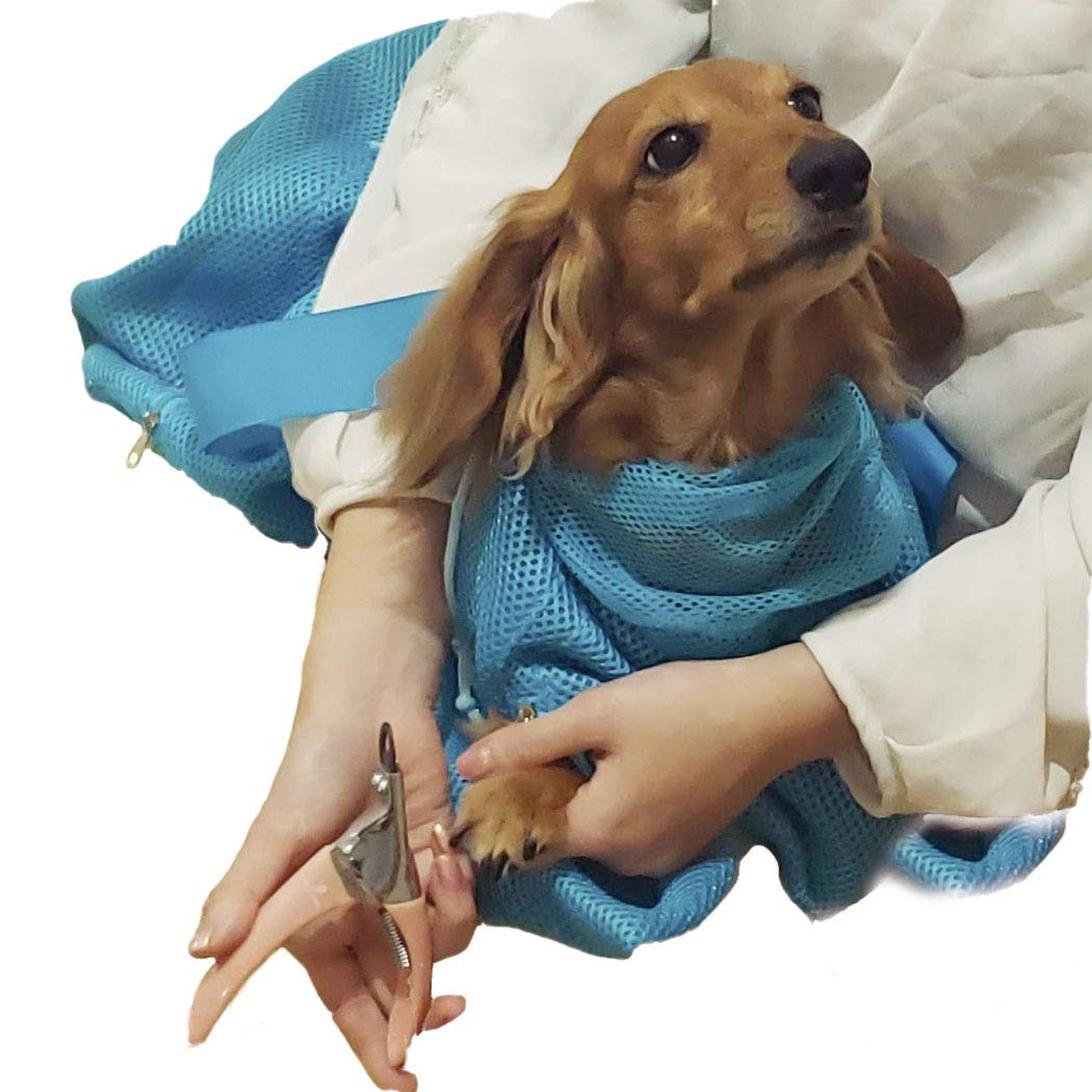 Amazon | TO SPREAD 猫 爪切り ネット みのむし袋 犬（小型犬) ブルー