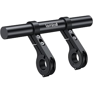 Lamicall Bike Handlebar Extender - 7.9" Long Aluminum Alloy Handlebar Extension with Two Mounting Clamp Bracket, for Bicycle and Motorcycle Handlebars with Diameter of 0.875" to 1.34"