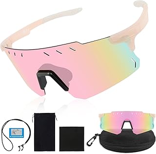 Fractoluxe Gafas rápidas para mujer, color rosa, UV400, polarizadas, resistentes al viento, para ciclismo, rave, fitness, gafas rápidas para actividades al aire libre