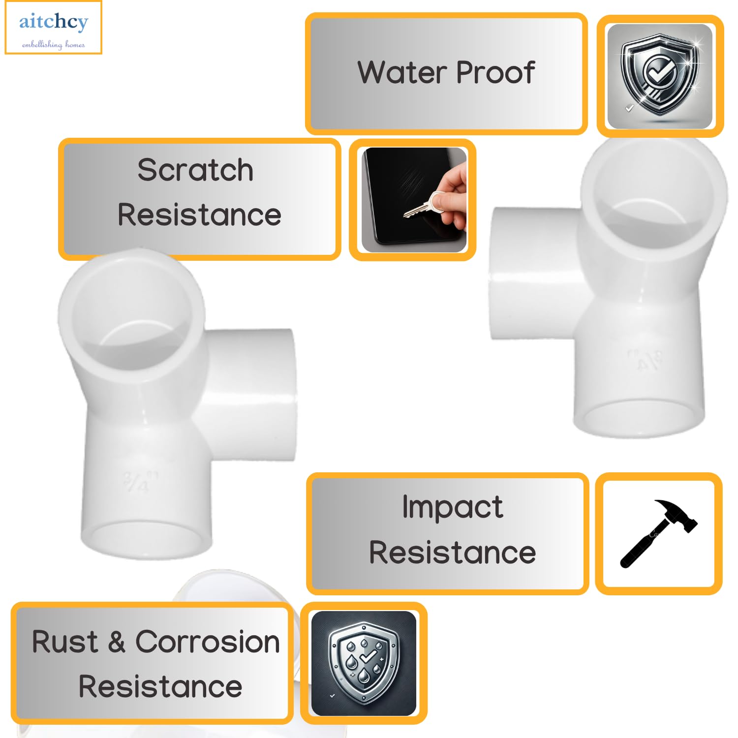 3 Way PVC Elbow - 8 Pack | UPVC Pipe Connector -2