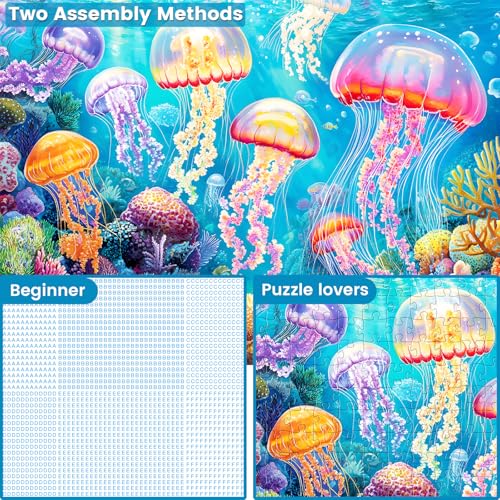 Rompecabezas de 300 Piezas para Adultos, Rompecabezas de Medusas Oceánicas 300 Piezas | Piezas Grandes de Puzzle Submarino para Niños de 8 a 12 Años, Puzzle de Animales Marinos para Jóvenes y Adultos miniatura 3