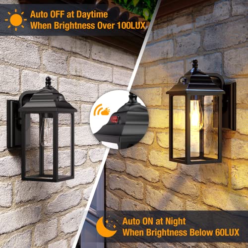 Quncwl Outdoor Wall Light Porch Fixture: Exterior Lights Lantern Sensor Dusk To Dawn - Outside Sconce Lighting Black Lamp For House Garage Front Door #TOP2
