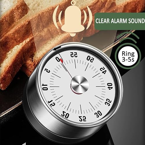 Magnetic Kitchen Timer - Visual Timer For Kids, 60-Minute Countdown Timer With Loud Alarm, Magnetic Back & Stainless Steel Face, Kitchen Timer Manual For Cooking, Toddlers, Working, Study Etc. #TOP3