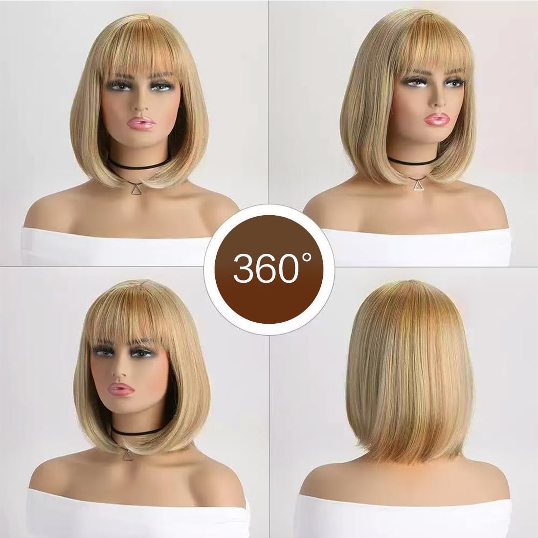 Peruka blond, 55 cm średnia długość warstwowe proste syntetyczne włókno na ramię długość włosów, wygodne i łatwe do noszenia, łatwe do czyszczenia, blond