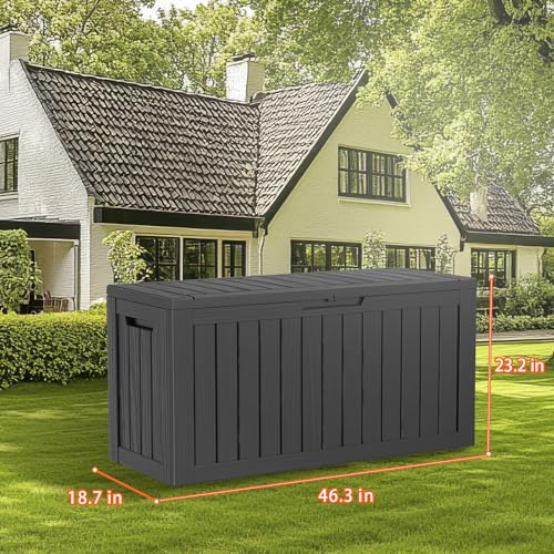 image for PatioZen 90 Gallon Resin Deck Box, Lockable Patio Outdoor Storage Box 