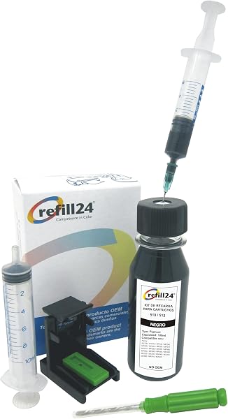 refill24 Kit de Recarga de Tinta Compatible para Cartuchos de Tinta Canon 540/541 XL, Manual, 200 ml Tinta, Accesorios Compatible con Pixma MX, Pixma MG, Pixma TS - 5