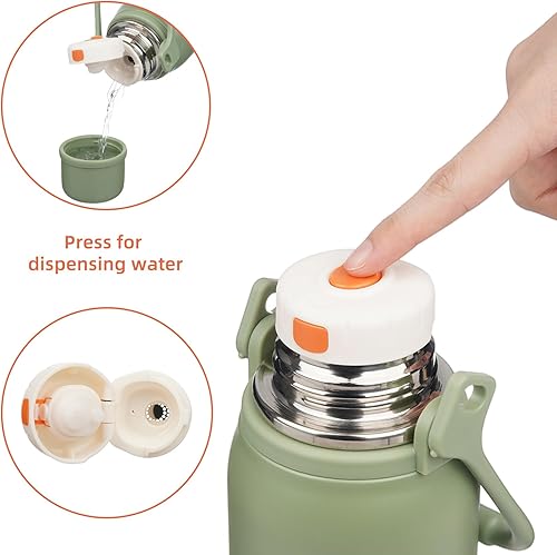 Miniatura 4 de Botella de agua aislada con asa y correa, vaso de viaje al vacío con tapa de taza, taza de café térmica para bebidas frías y calientes, 27 onzas,