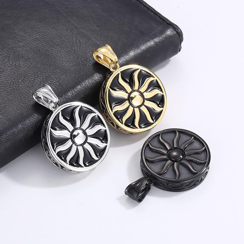 Blowin Stainless Steel Faith Sun God Apollo Pendant Necklace Punk Vintage Style Amulet, Chain 24"" (Gold), BW07P20170014