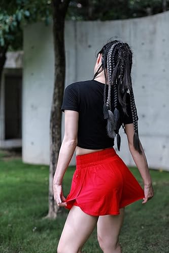 Miniatura 6 de FLUORY Pantalones cortos de correr 2 en 1 para mujer, cintura alta, ligeros, atléticos, entrenamiento, gimnasio, yoga, deportes, con bolsillos