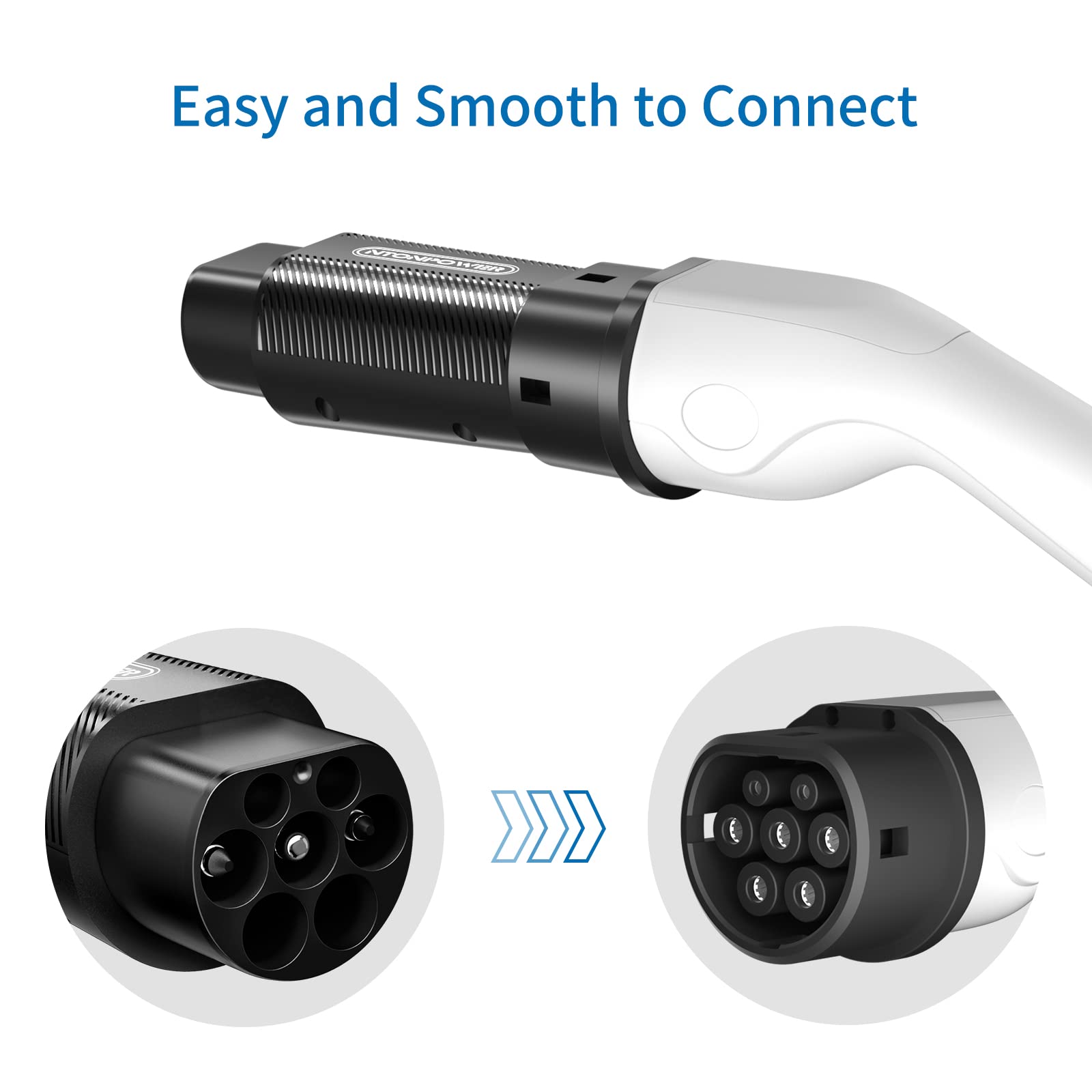 NTONPOWER Adaptador EV Tipo 2 a Tipo 1 Adaptador de estación de Carga para vehículo eléctrico Cable de Carga Coche eléctrico IEC 62196 a SAE J1772