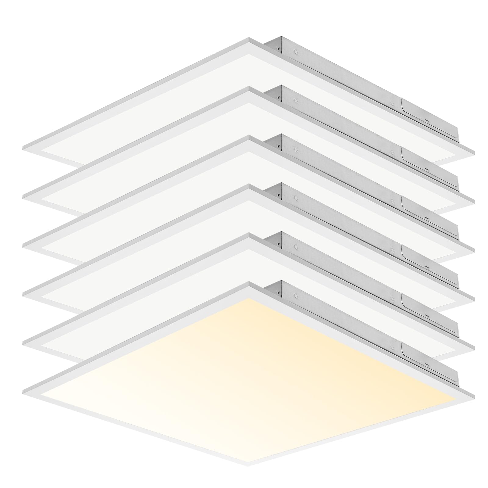 6-Pack 2x2 LED Flat Panel Light Drop Ceiling, 40W, Bright 4400LM, 3CCT 3000K/4000K/5000K Switchable, 0-10V Dimmable, 100-277V, ETL Listed