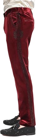 Barabas Mens Medusa Greek Key Print Rhinestones Velvet Pants 2CPV10