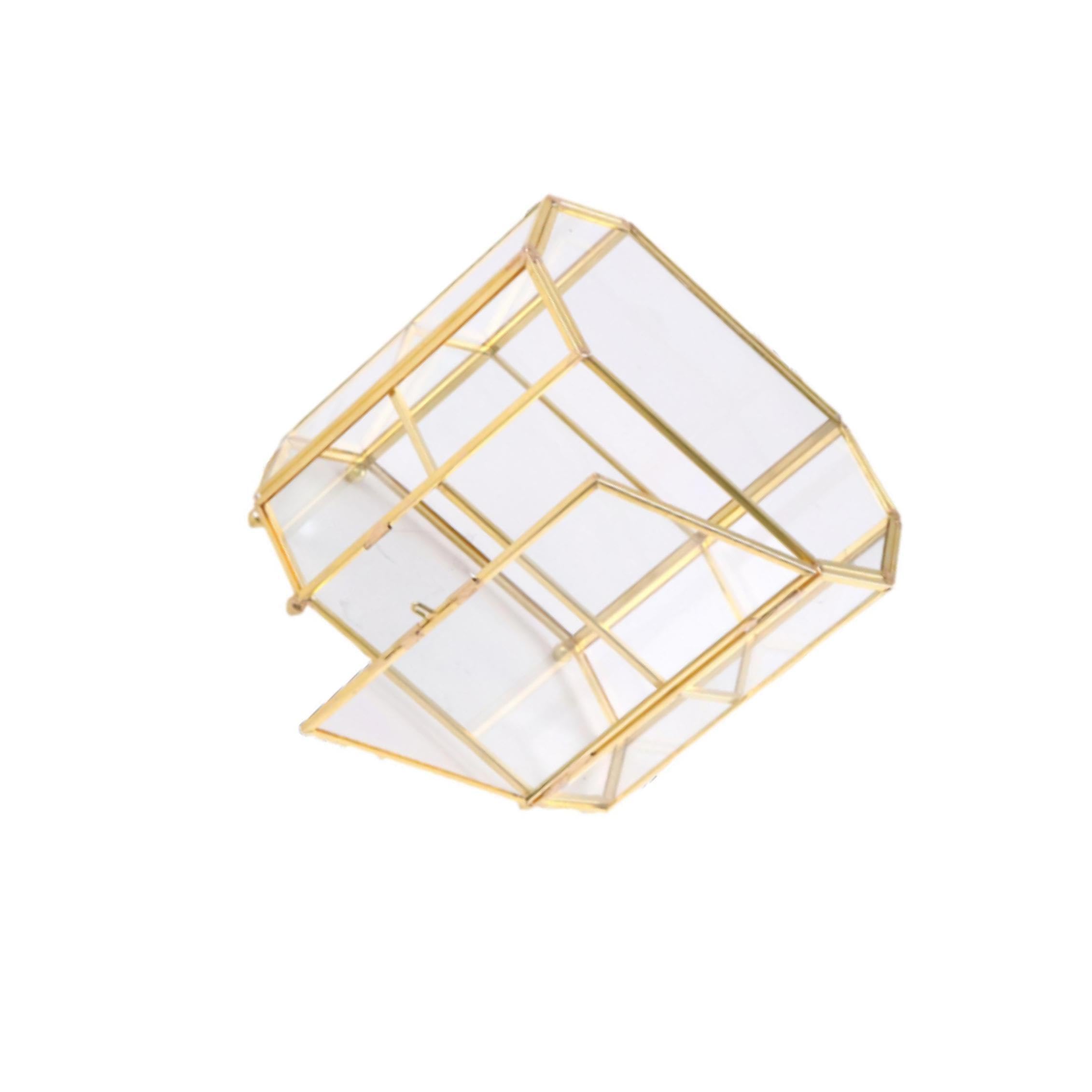 TWISAXC Chic Glass Makeup Organizer With Elegant Gold Accents Designed For Attractive Display Of Cosmetics And Jewelry Decorative Desktop Clear Glass Makeup