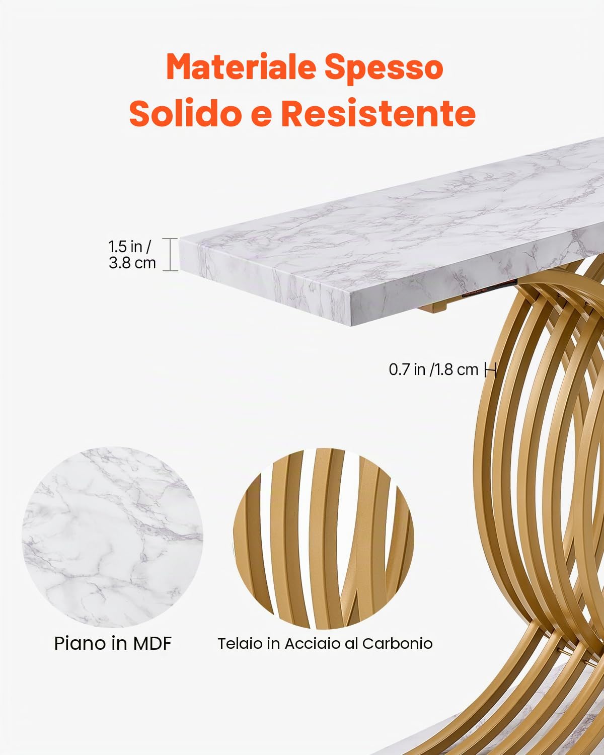 VEVOR Tavolo Stretto Dietro Divano, Tavolino da Ingresso Lungo a 1 Livello e Tavola da Corridoio Sottile, con Struttura in Metallo, per Ingresso, Corridoio, Soggiorno, 100 x 30 x 81 cm