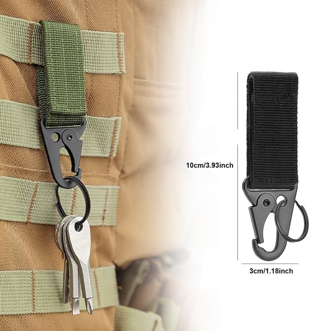 EODKSE Mousqueton En Nylon Avec Crochet-clé, Lot De 3 Pour Ceinture Tactique, Porte-clés Et Boucle Suspendue Pour Activités Extérieures