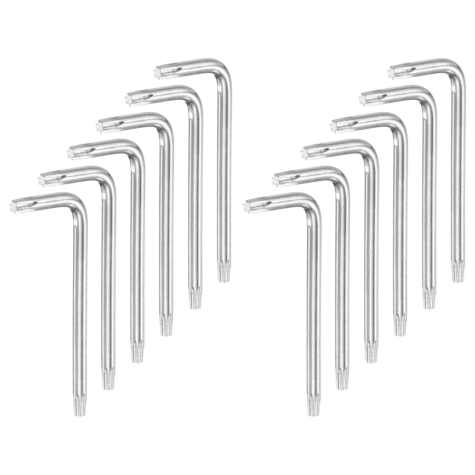 sourcing map 12 Pcs T20 Security Anti Tamper Proof Torx Star Key Bit 2.7" Long Arm L-Shaped Torx Hex Key Wrench 6 Points Spanner Carbon Steel Hand Tool for Automotive Home Repairs, Silver