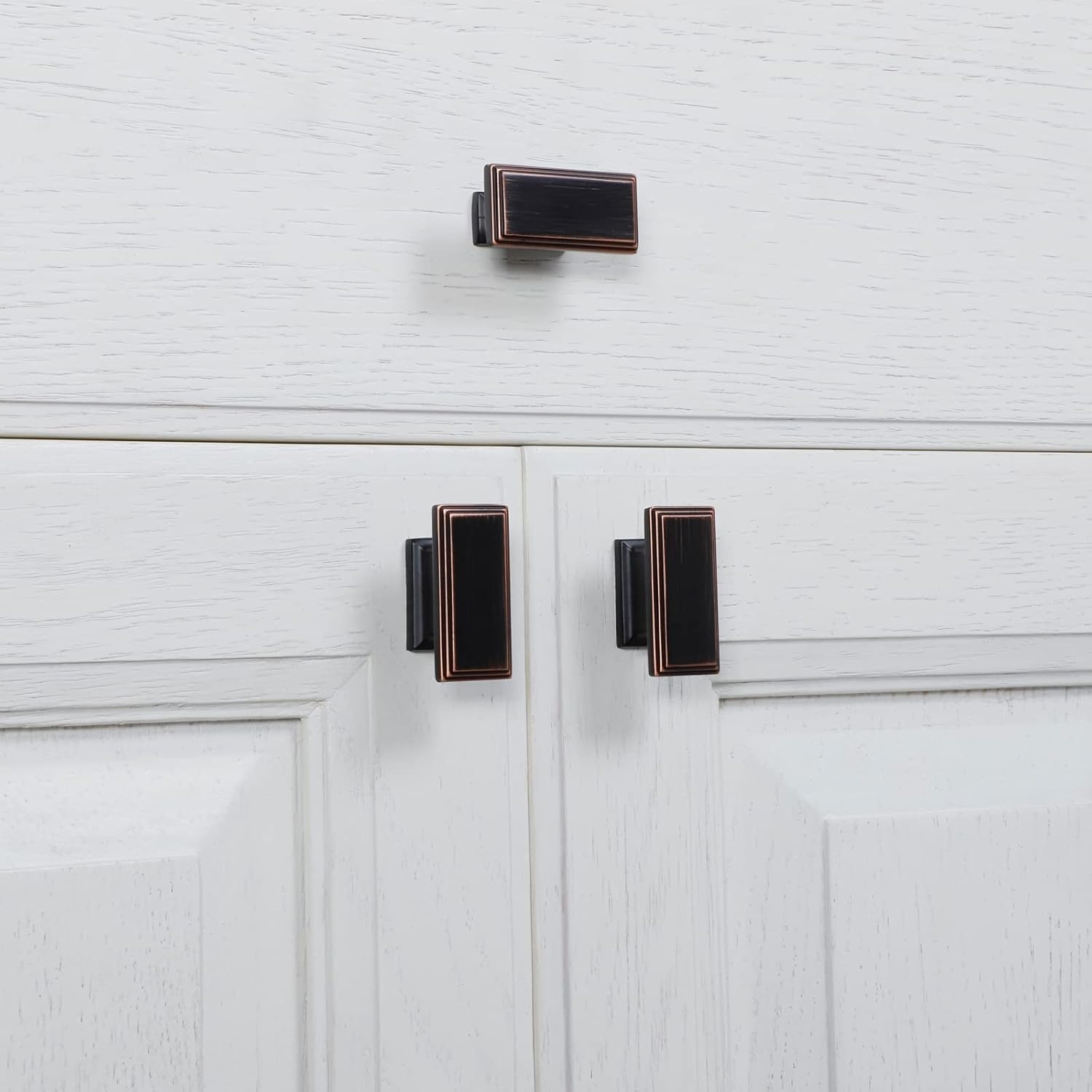 10 Pack - Oil Rubbed Bronze Cabinet Hardware knobs Rectangular 1-4/5" Bronze Knobs for Kitchen Cabinets and Dresser Drawers Knobs and Drawer Pulls for Bathroom Cabinet Closet Door Knob