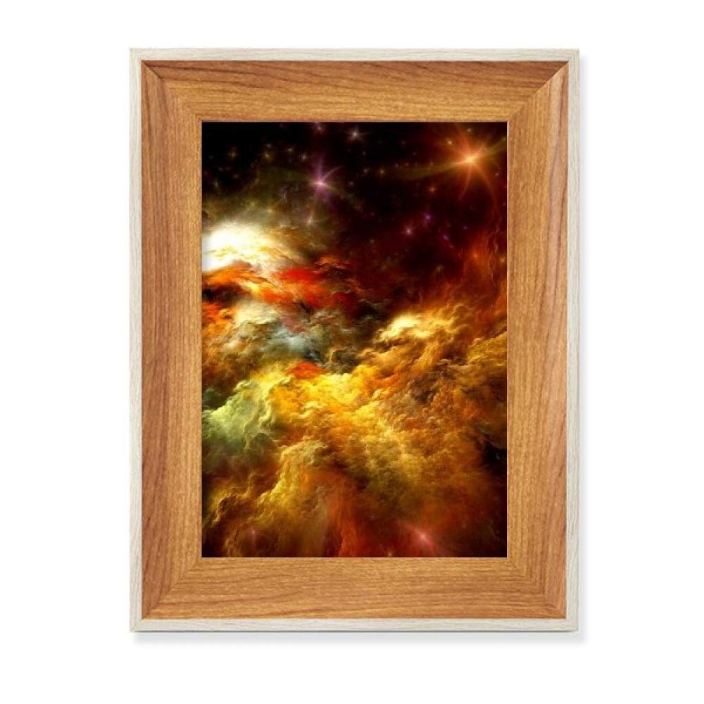 Cadre photo bois orange sky golden nébuleuse tableau art peinture
