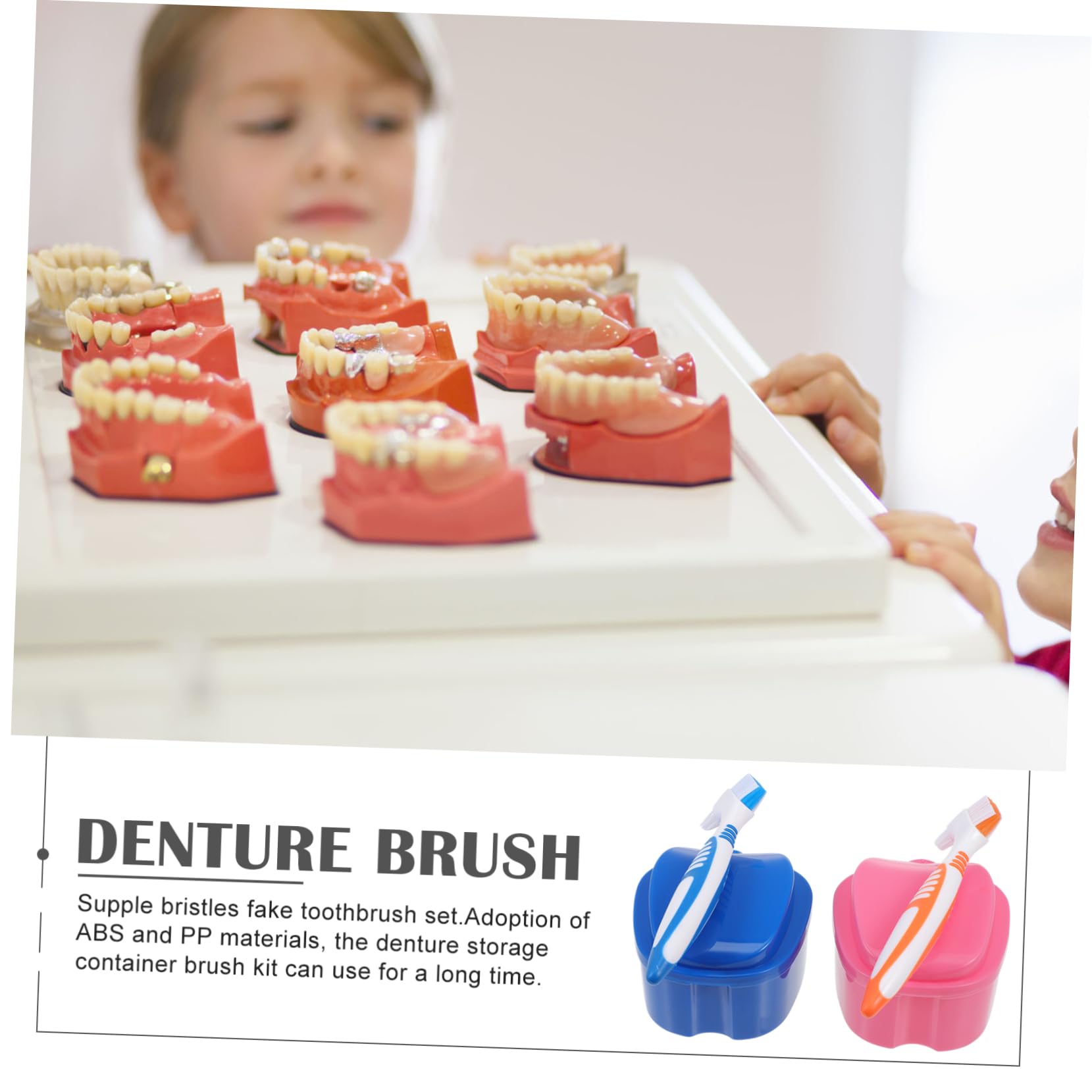 Beaupretty 2ensembles Boîte De Stockage Pour Prothèses Dentaires Avec Brosse Portable Pour Nettoyage Et Transport Fausses Dents