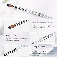 Vista 3 de Cepillo de uñas acrílicas tamaño 8, 100% puro Kolinsky cepillo de arte de uñas, mango resistente, herramientas de diseño de polvo acrílico