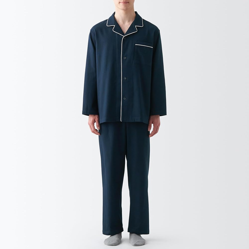 無印良品／XL／脇に縫い目のない／ピンクチェックとブルー2点フランネルパジャマ 無印良品／XL／脇に縫い目のない／ピンクチェックとブルー2点