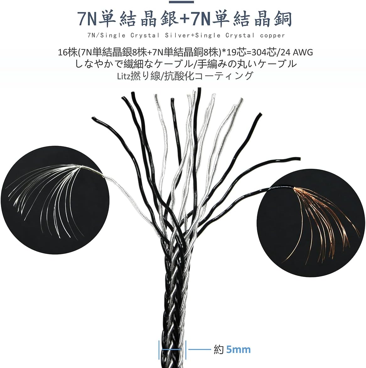 GUCraftsman 16株7N単結晶銅7N単結晶銀混合ケーブル 【公式通販】