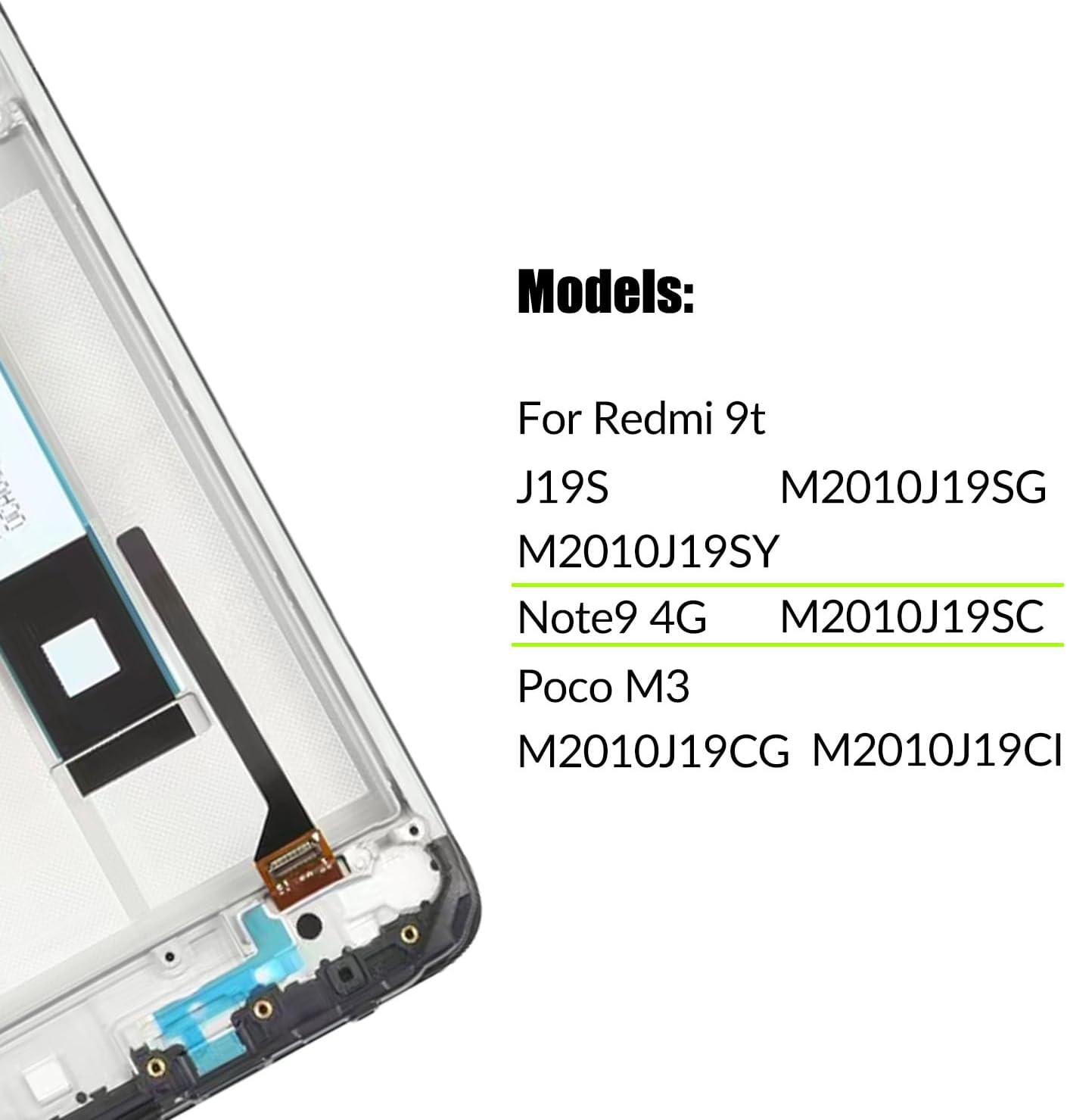 Replacement for Xiaomi Redmi 9T | Note 9 4G | Poco M3 LCD Screen with Frame for J19S M2010J19SG M2010J19SY M2010J19SC M2010J19CG LCD Touch Screen Display Panel Digitizer Assembly with Repair kit
