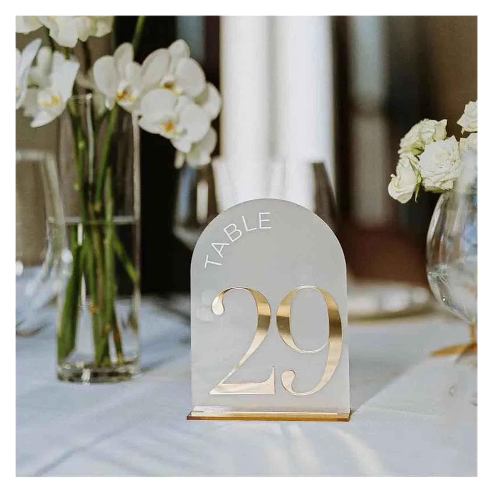 Kartenständer, Tischnummern in gewölbter Form – Goldene for Hochzeiten mit Ständern 3D-Tischnummern Dekoration for Hochzeitsempfänge(Table 1 30)