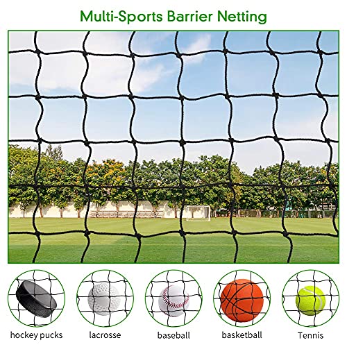 Wiseek 10'X20' Baseball Softball Backstop Nets, Heavy Duty Baseball Netting Ball Stop Netting #18 Nylon Sport Netting Barrier #TOP3