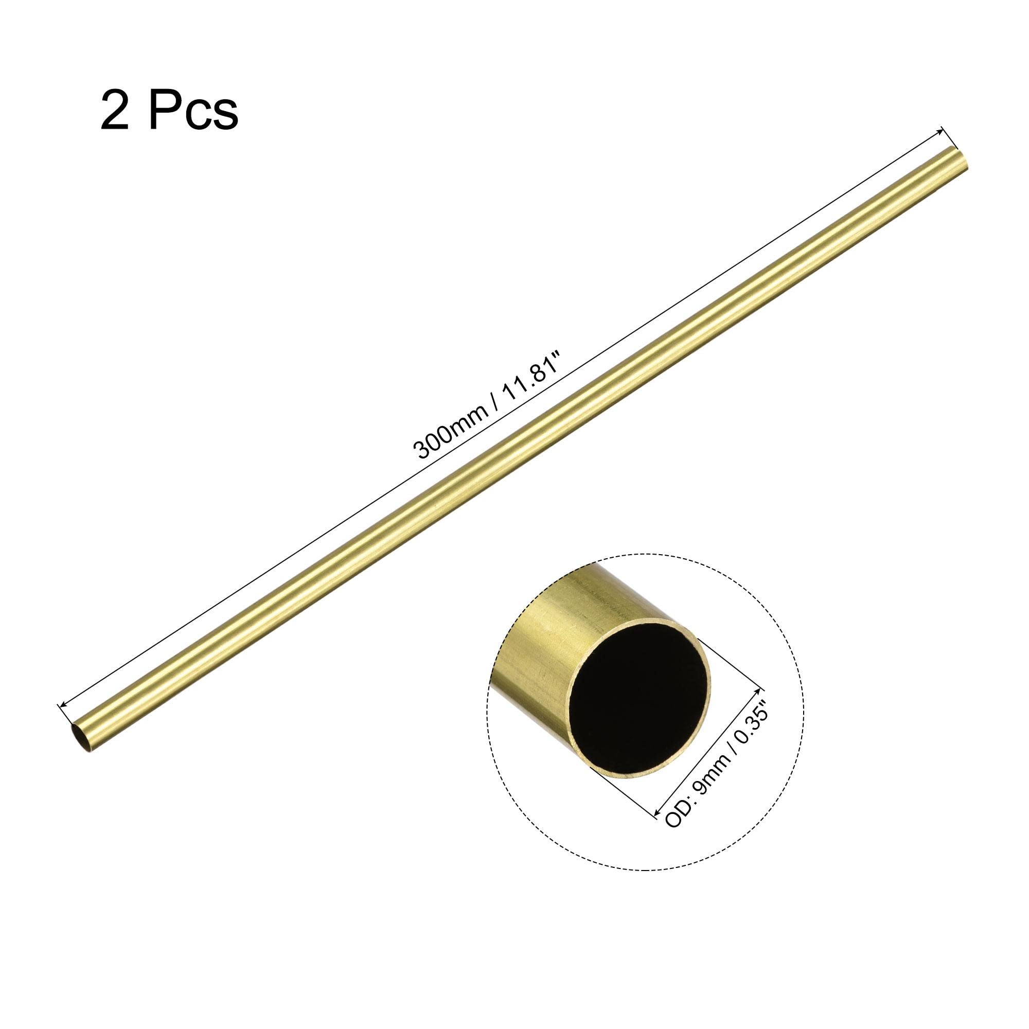 Sourcing Map Tube Laiton Rond 9mm Diamètre Externe 0.2mm Paroi