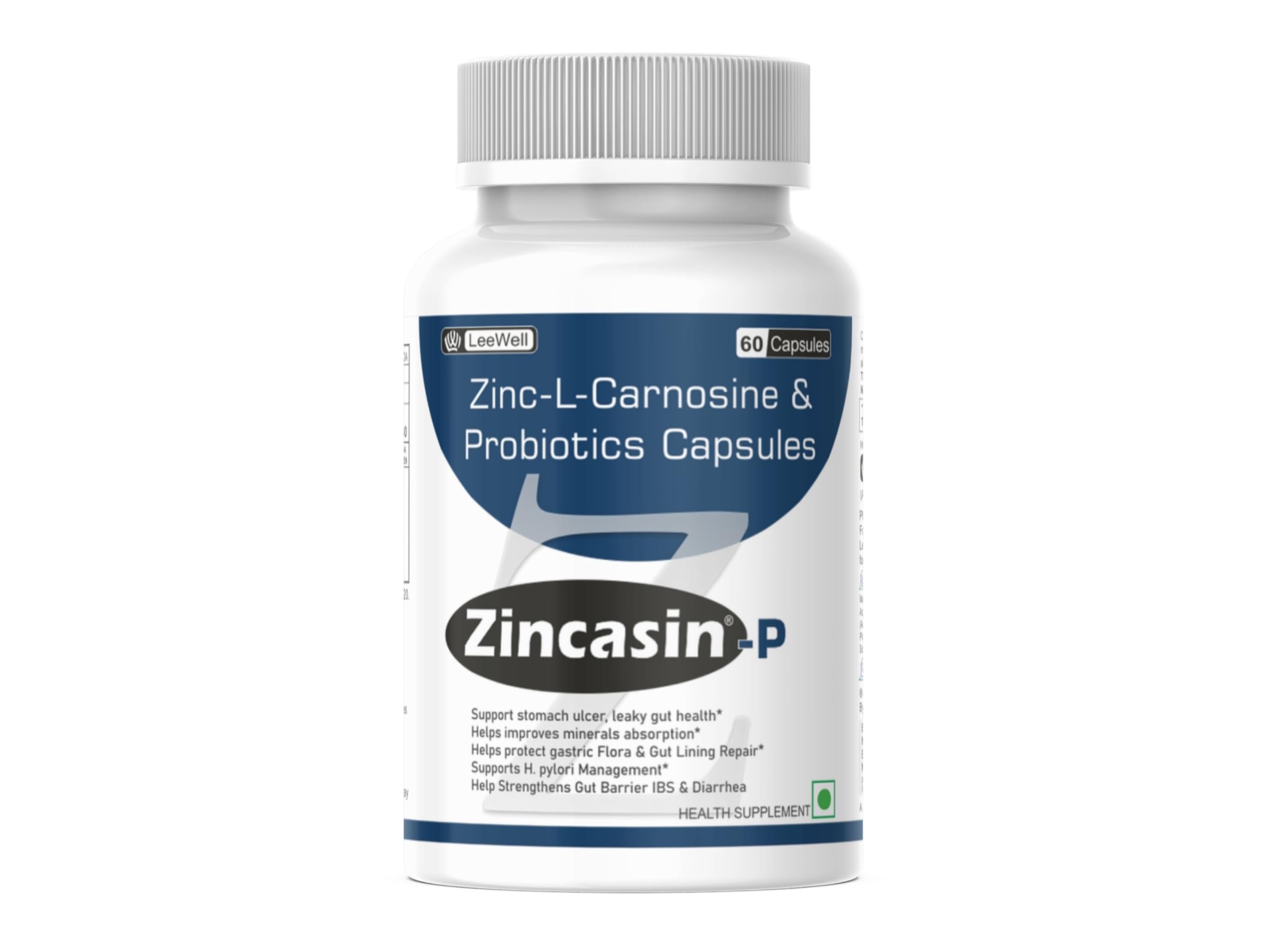 Zincasin-P Zinc L-Carnosine & Probiotics Capsules, 60 Count, Gut Health Support Supplement, Vegetarian-picture-26