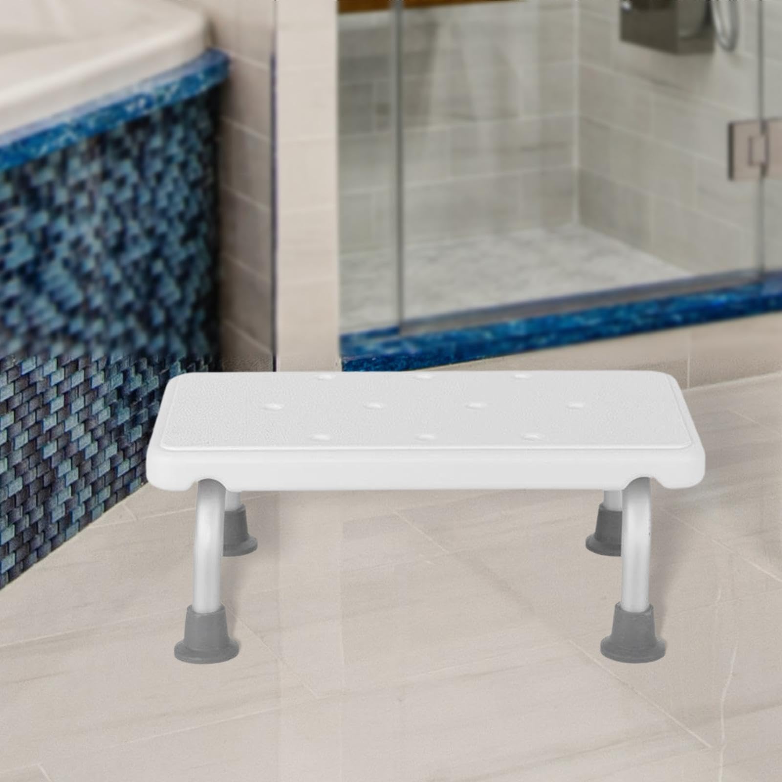Duschhocker Aluminium Badezimmerhocker Rutschfester Badhocker Duschstuhl mit Ergonomischer Sitzfläche Und Anti-rutsch-füßen für Senioren Damen