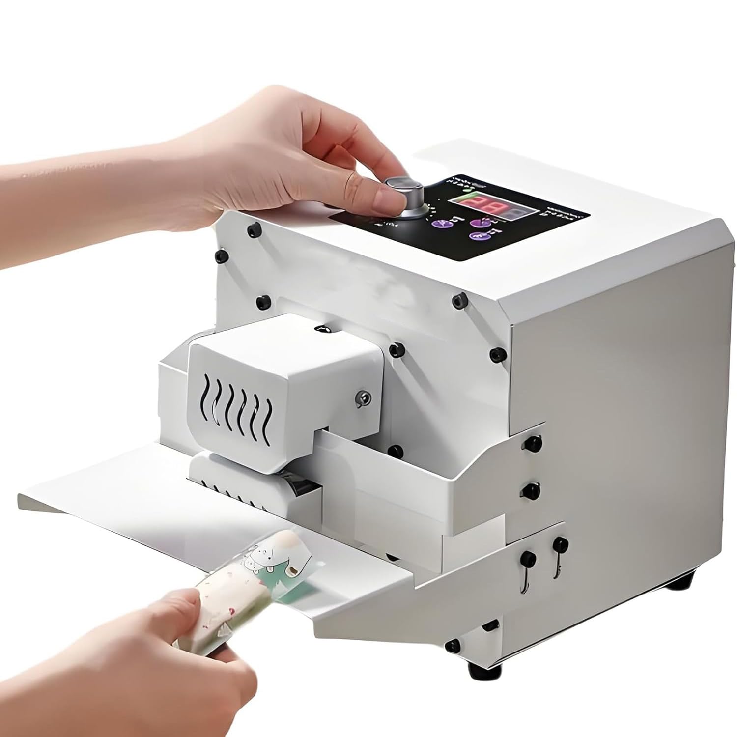 Macchina per l'imballaggio alimentare, Macchina di sigillatura a rullo, sigillatrice termica automatica per sacchetti di plastica da 80 W, temperatura 80-200 ℃, velocità 5 m/min, per film in PVC e